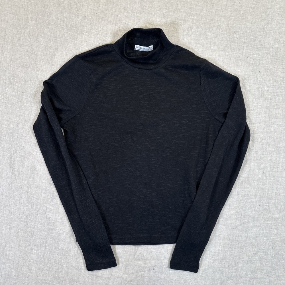 Cotton:On Women's Long Sleeve Black Shirt Sheer Turtleneck Base Layer Small